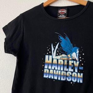 Y2K Harley-Davidson Biker Motorcycle Baby Tee Fairy Grunge Bloomington Indiana